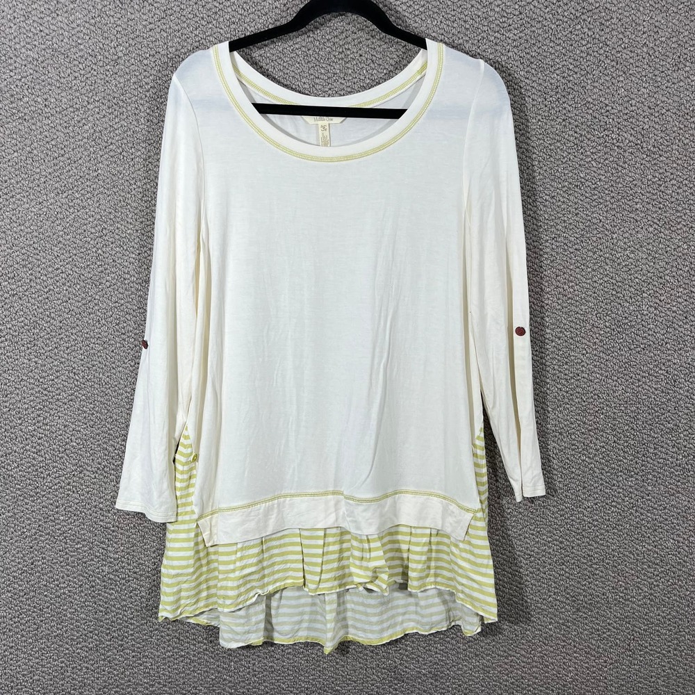 Matilda Jane Ventriloquist Tunic Top Womens Medium Cream Long Sleeves Layered
